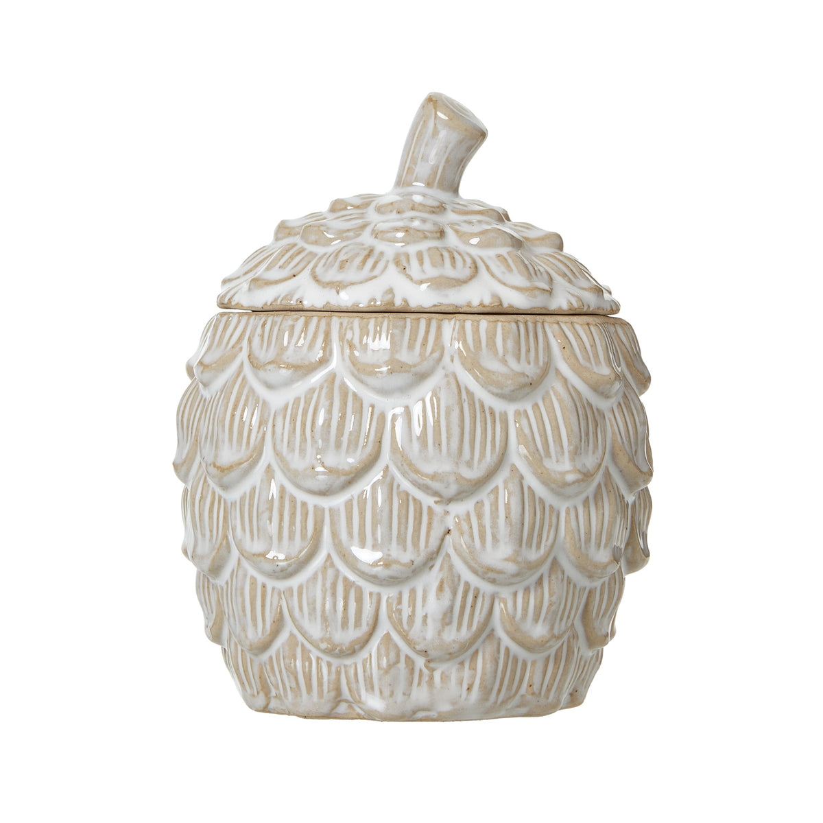 Medium Ceramic Pine Cone Trinket Dish With Lid 12 cm