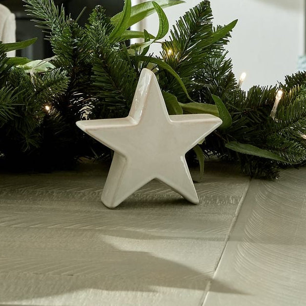 Small Ceramic Standing Star Decoration 13 cm