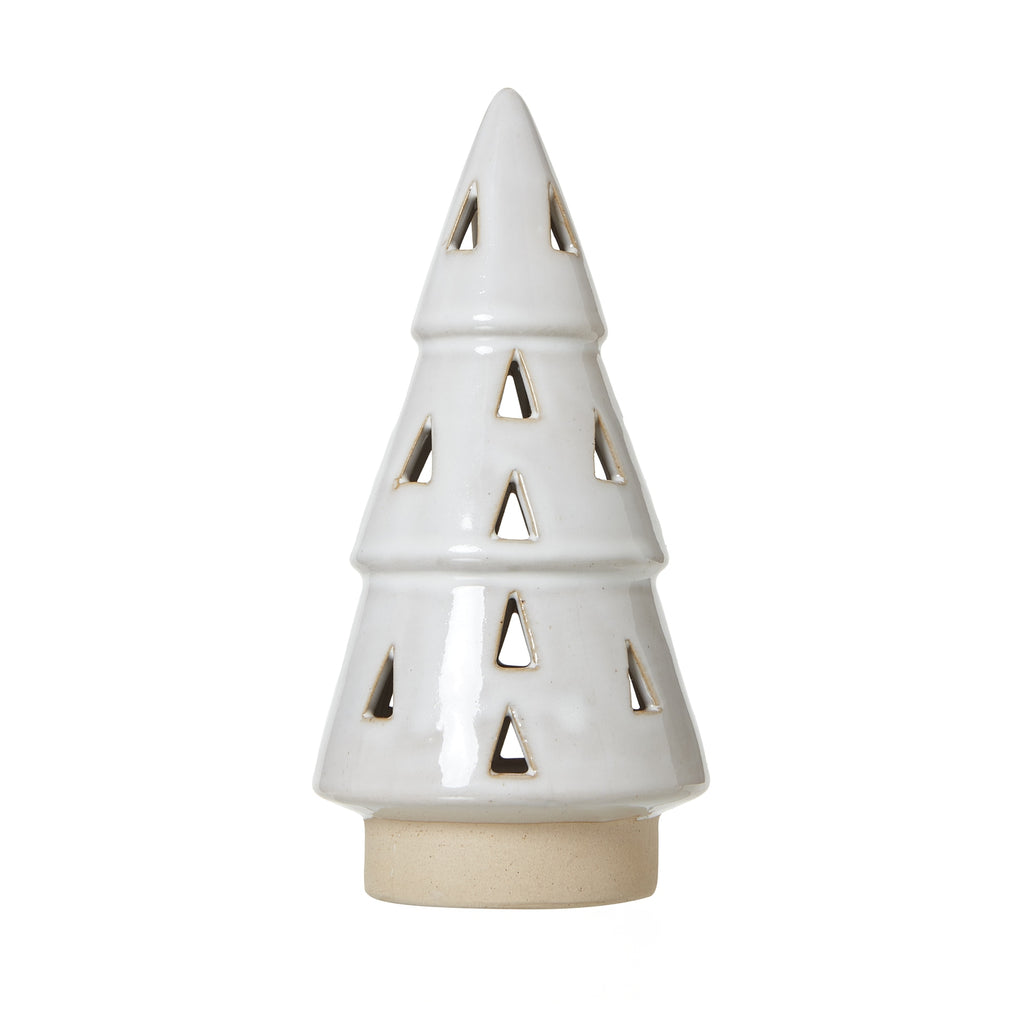Medium White Ceramic Cut-Out Tree With Led Lights 19 cm