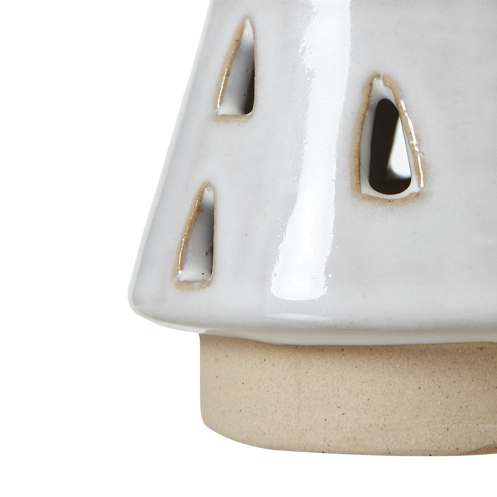 Small White Ceramic Cut-Out Tree With Led Lights 15 cm