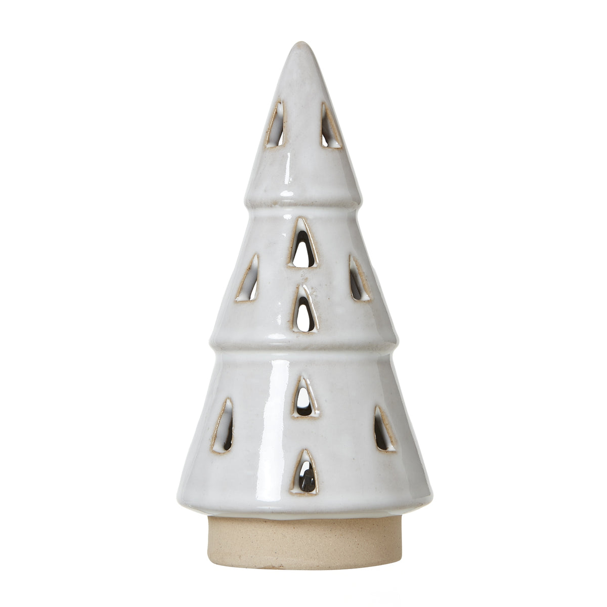 Small White Ceramic Cut-Out Tree With Led Lights 15 cm
