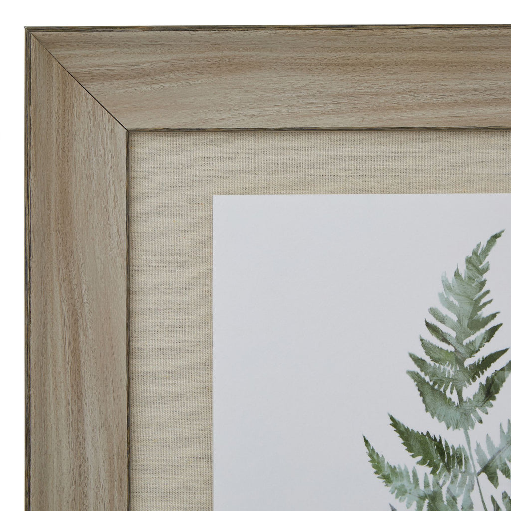 Watercolour Bracken Fern In Washed Wood Frame 60 cm