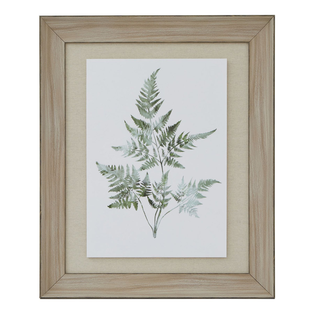 Watercolour Bracken Fern In Washed Wood Frame 60 cm