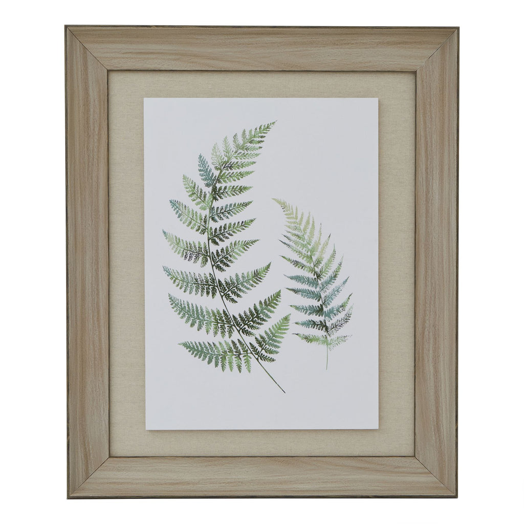 Watercolour Fern Duo In Washed Wood Frame 60 cm