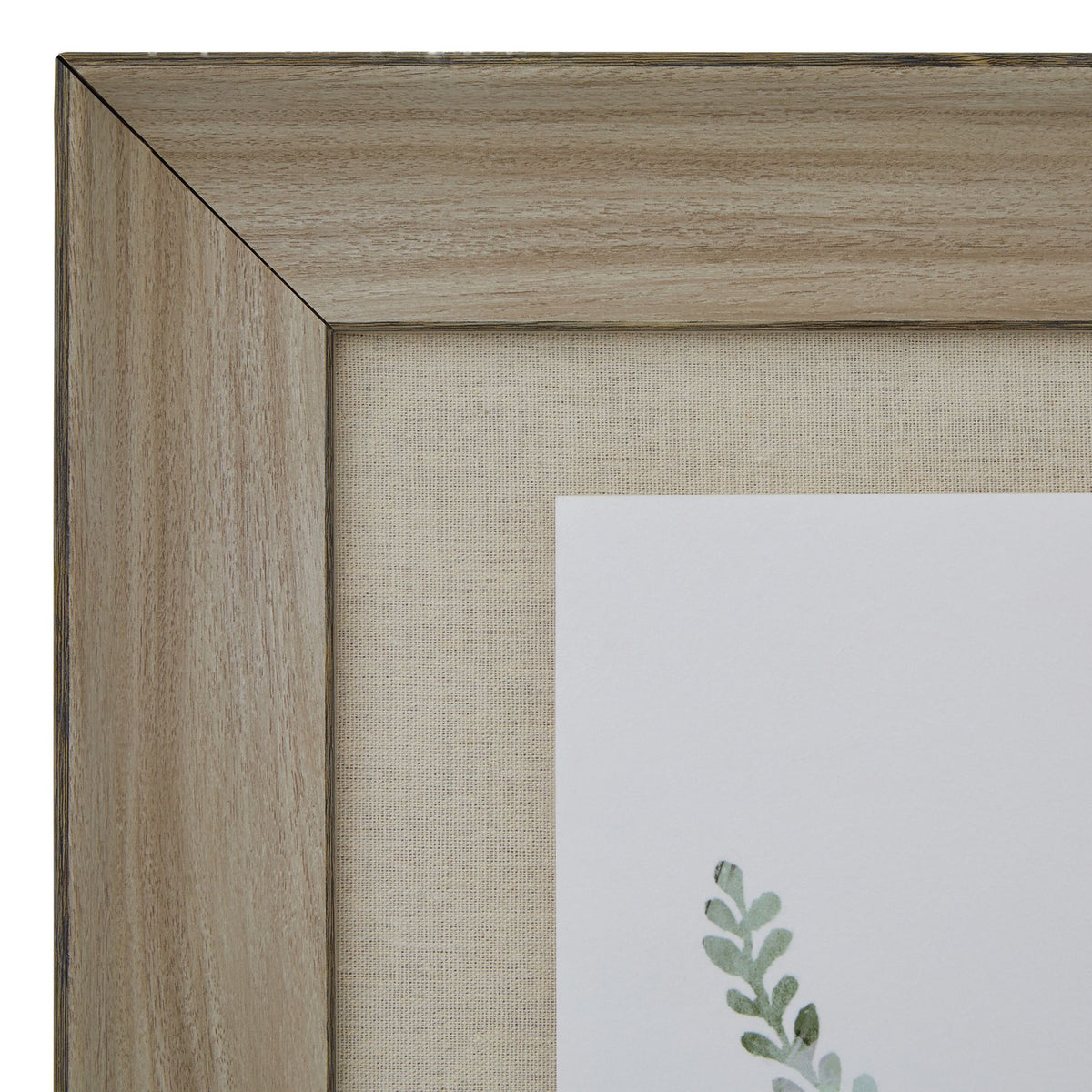 Watercolour Delicate Fern In Washed Wood Frame 60 cm