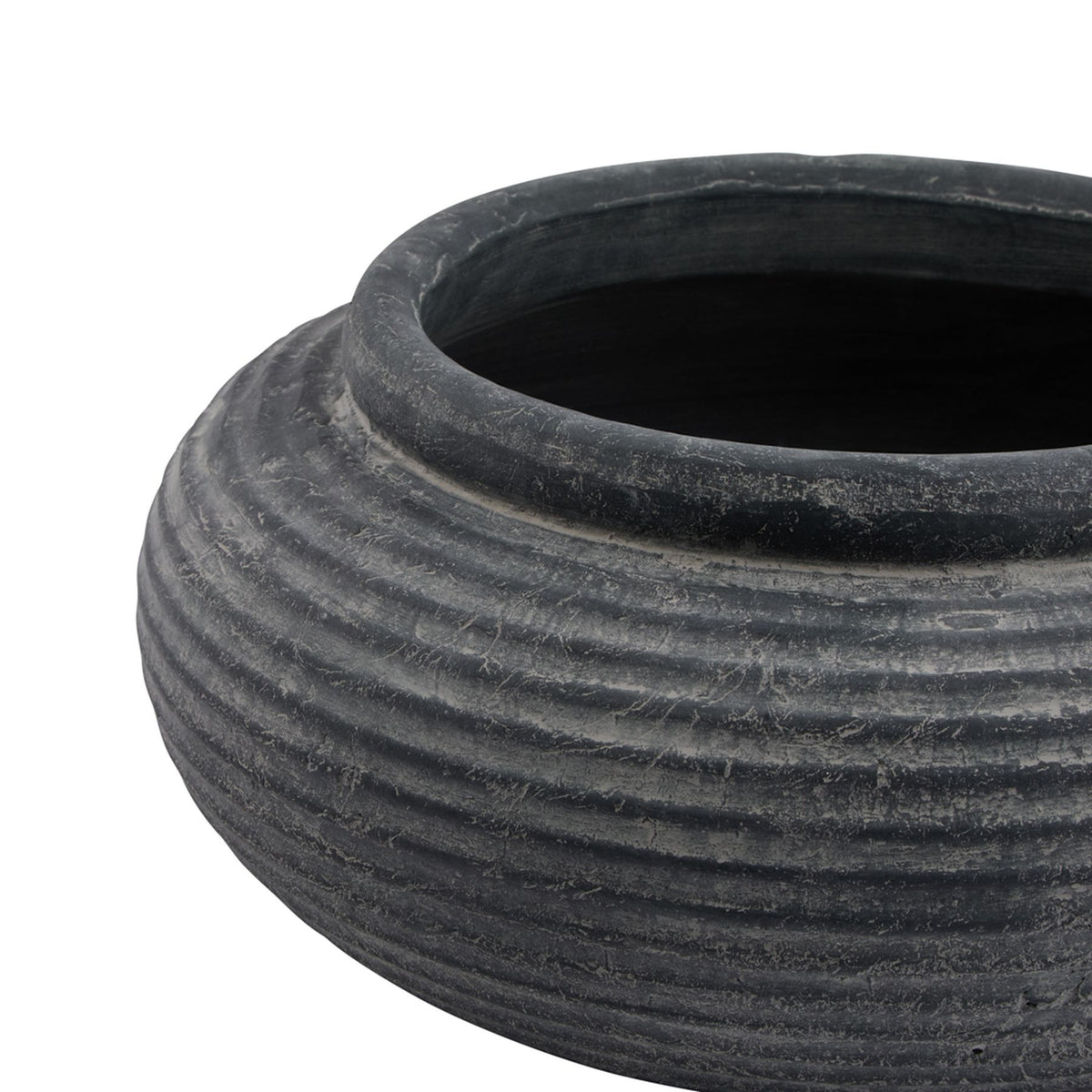 Amalfi Grey Round Ribbed Planter 41 cm