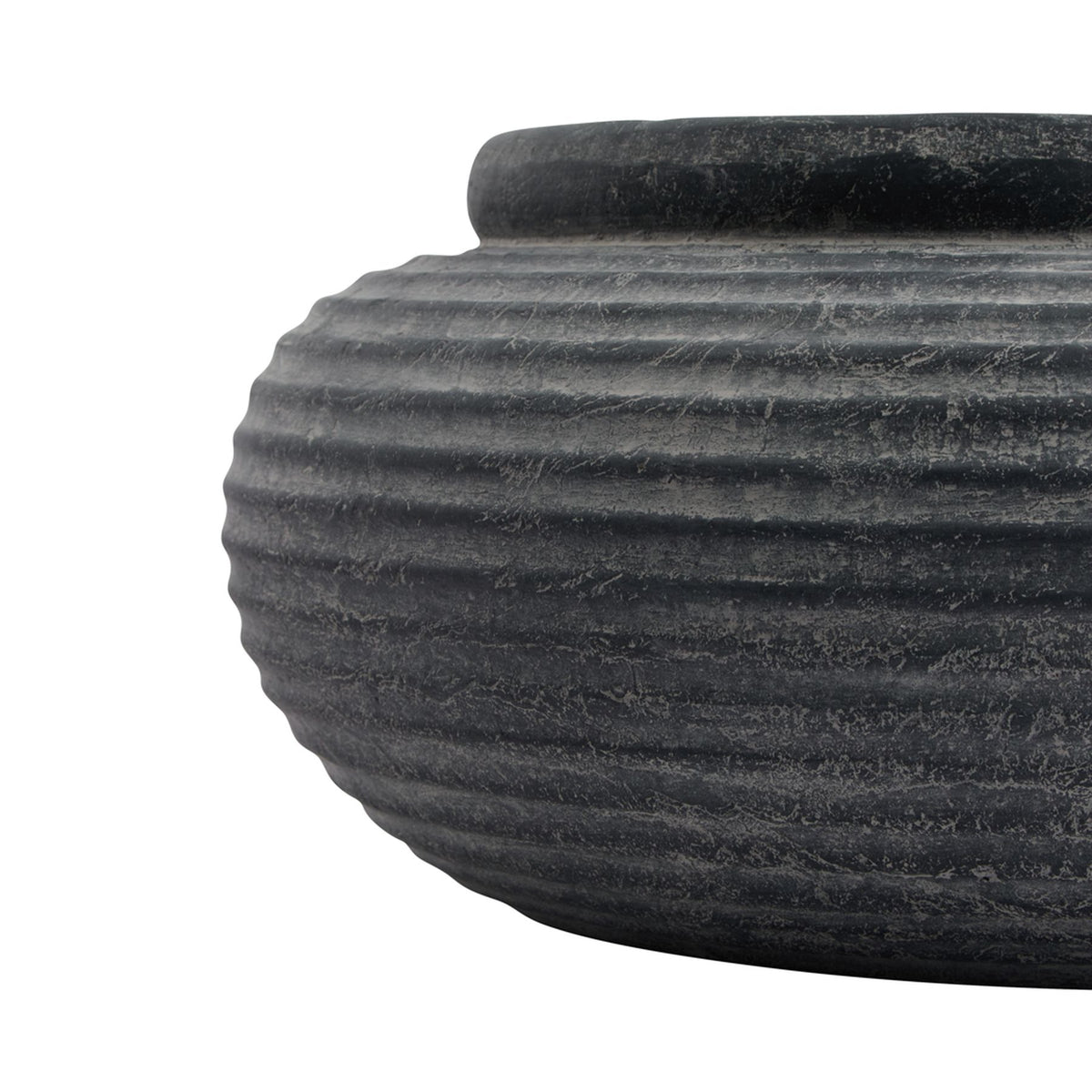 Amalfi Grey Round Ribbed Planter 41 cm
