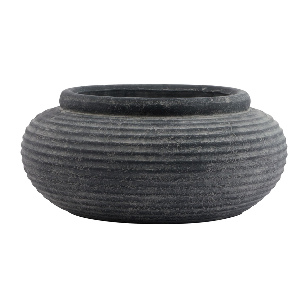Amalfi Grey Round Ribbed Planter 41 cm