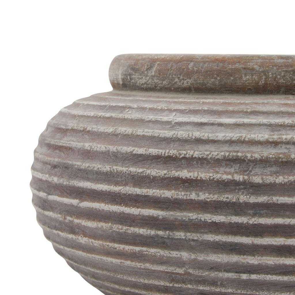 Siena Brown Round Ribbed Planter 41 cm