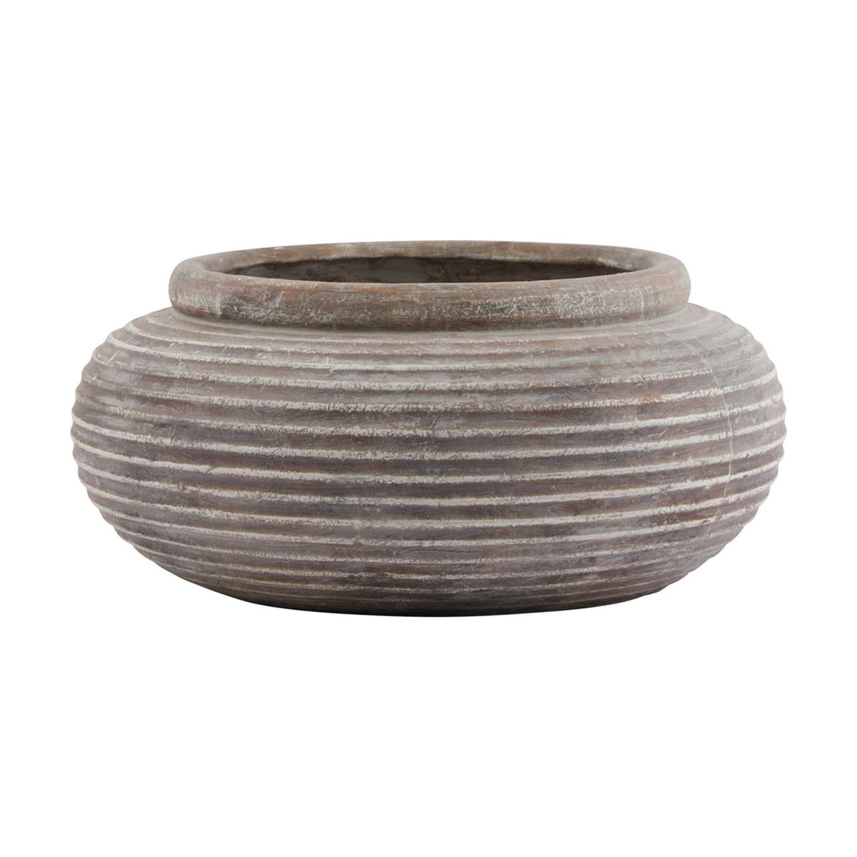 Siena Brown Round Ribbed Planter 41 cm