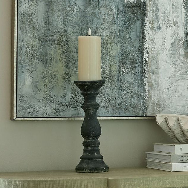 Amalfi Grey Column Candle Holder 30 cm