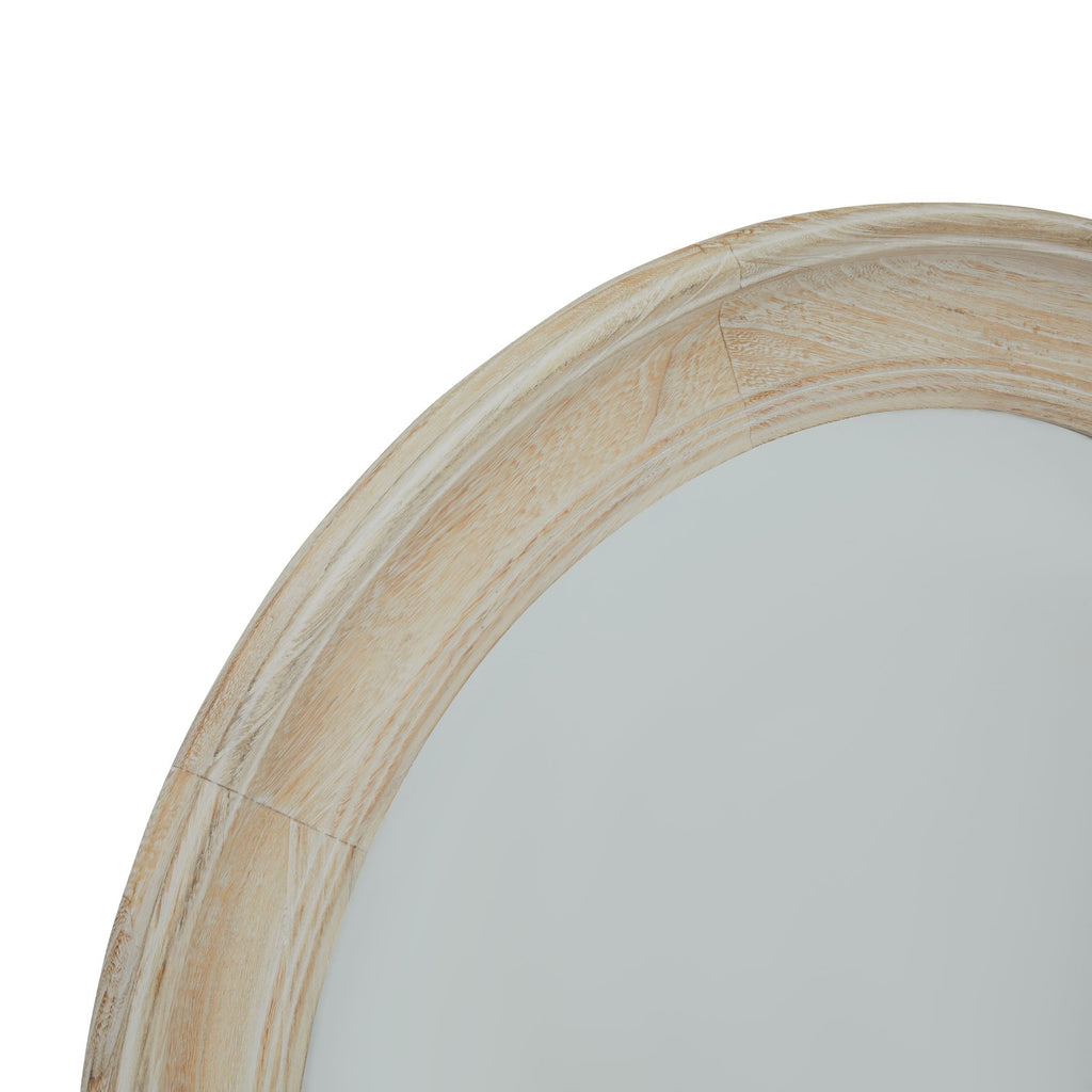 Washed Wood Round Framed Mirror 90 cm