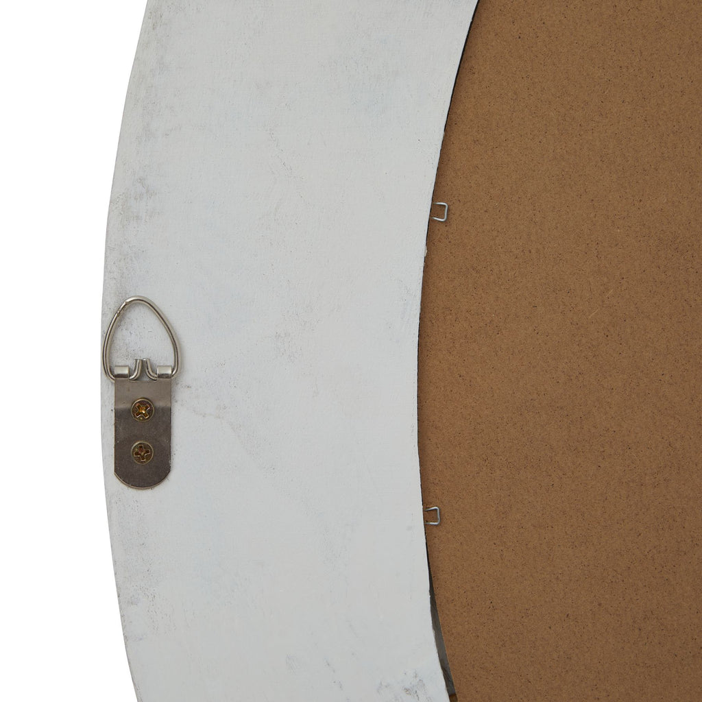 Washed Wood Round Framed Mirror 90 cm