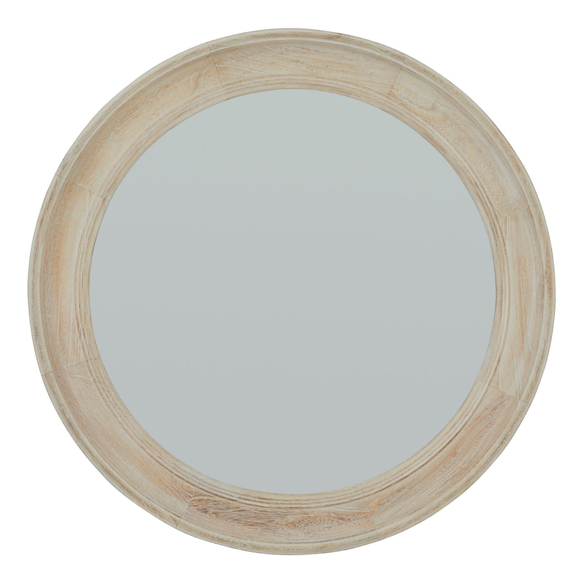 Washed Wood Round Framed Mirror 90 cm
