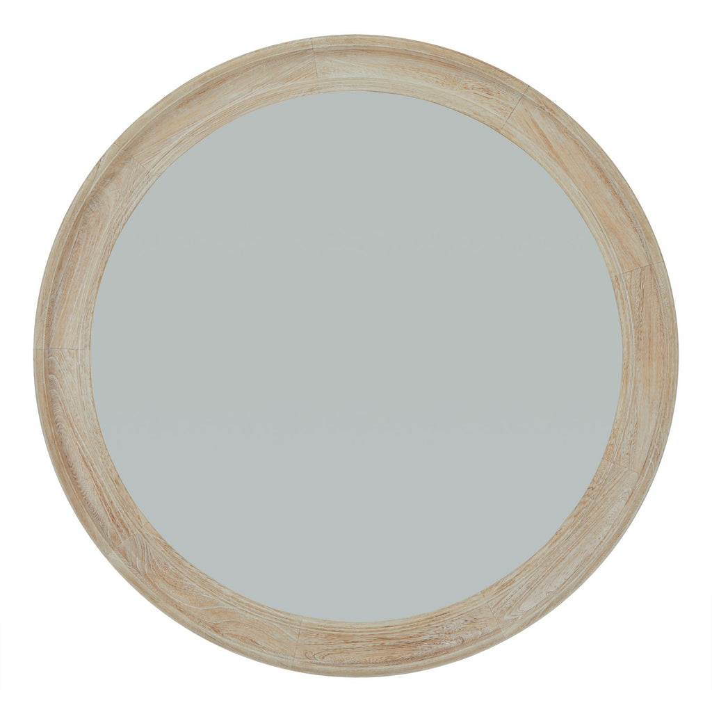 Washed Wood Round Framed Large Mirror 120 cm