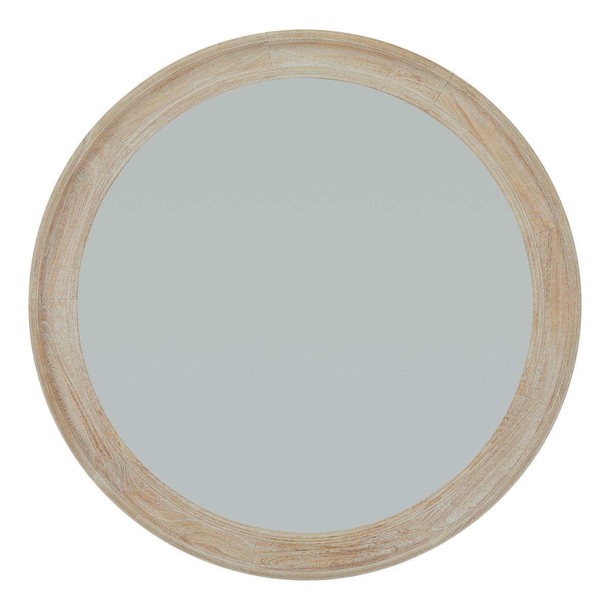 Washed Wood Round Framed Large Mirror 120 cm