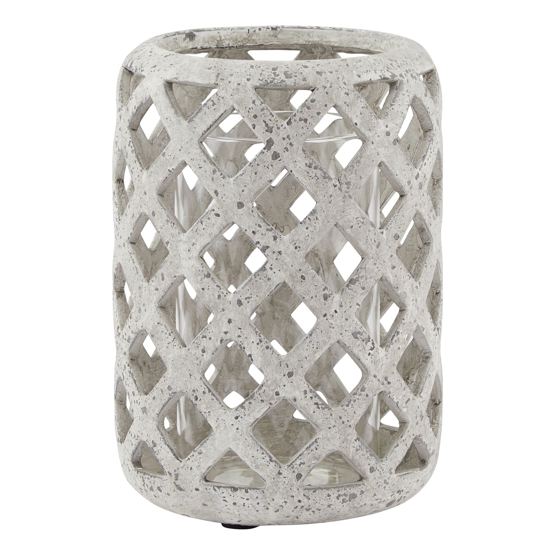 Solis Grey Stone Effect Hurricane Lantern