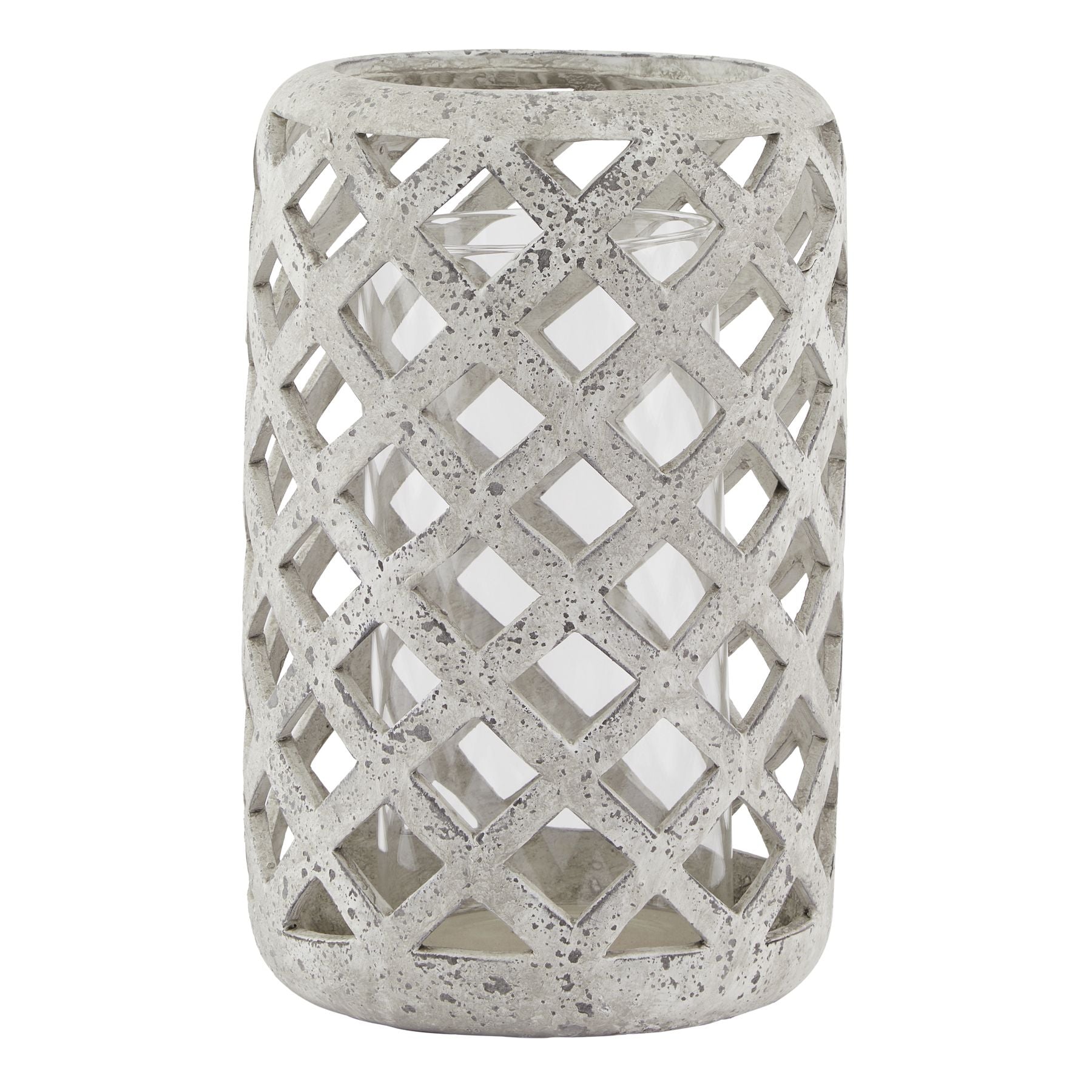 Eclipse Large Grey Stone Effect Hurricane Lantern