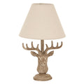 Noctis Stonewashed Stag Head Table Lamp With Linen Shade 45cm