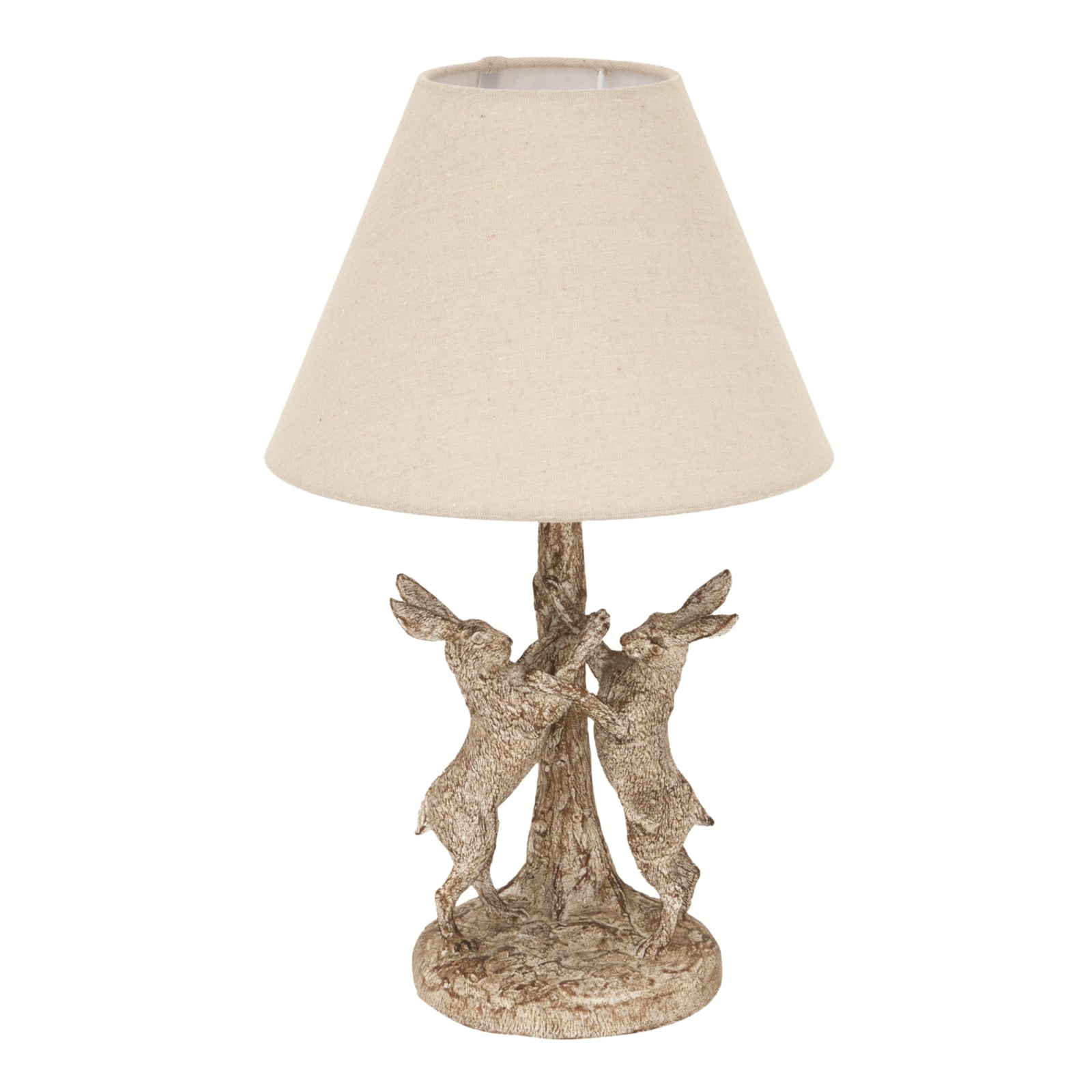 Solis Stonewashed Marching Hares Lamp With Linen Shade 48cm