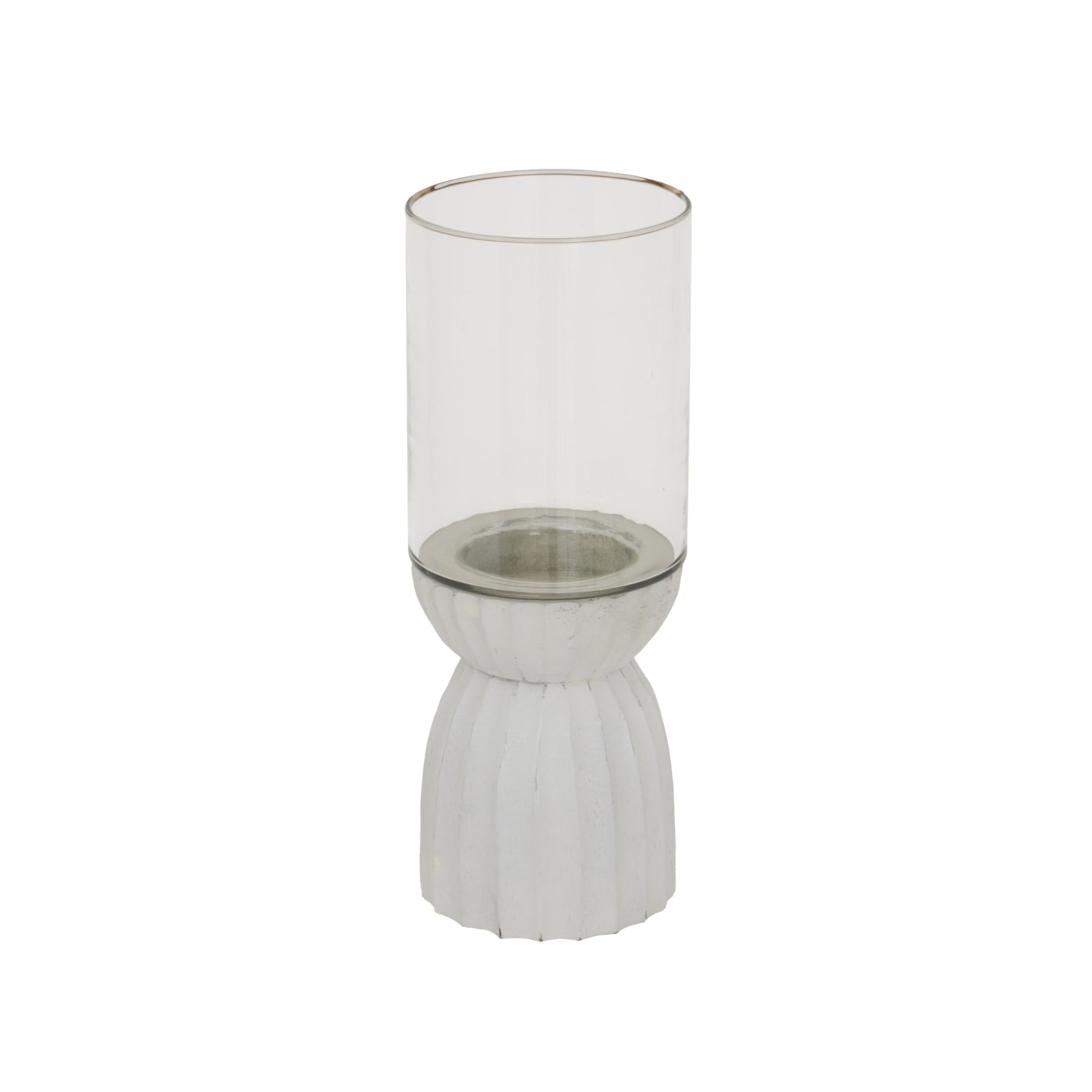 Lumen White Carved Hurricane Lantern