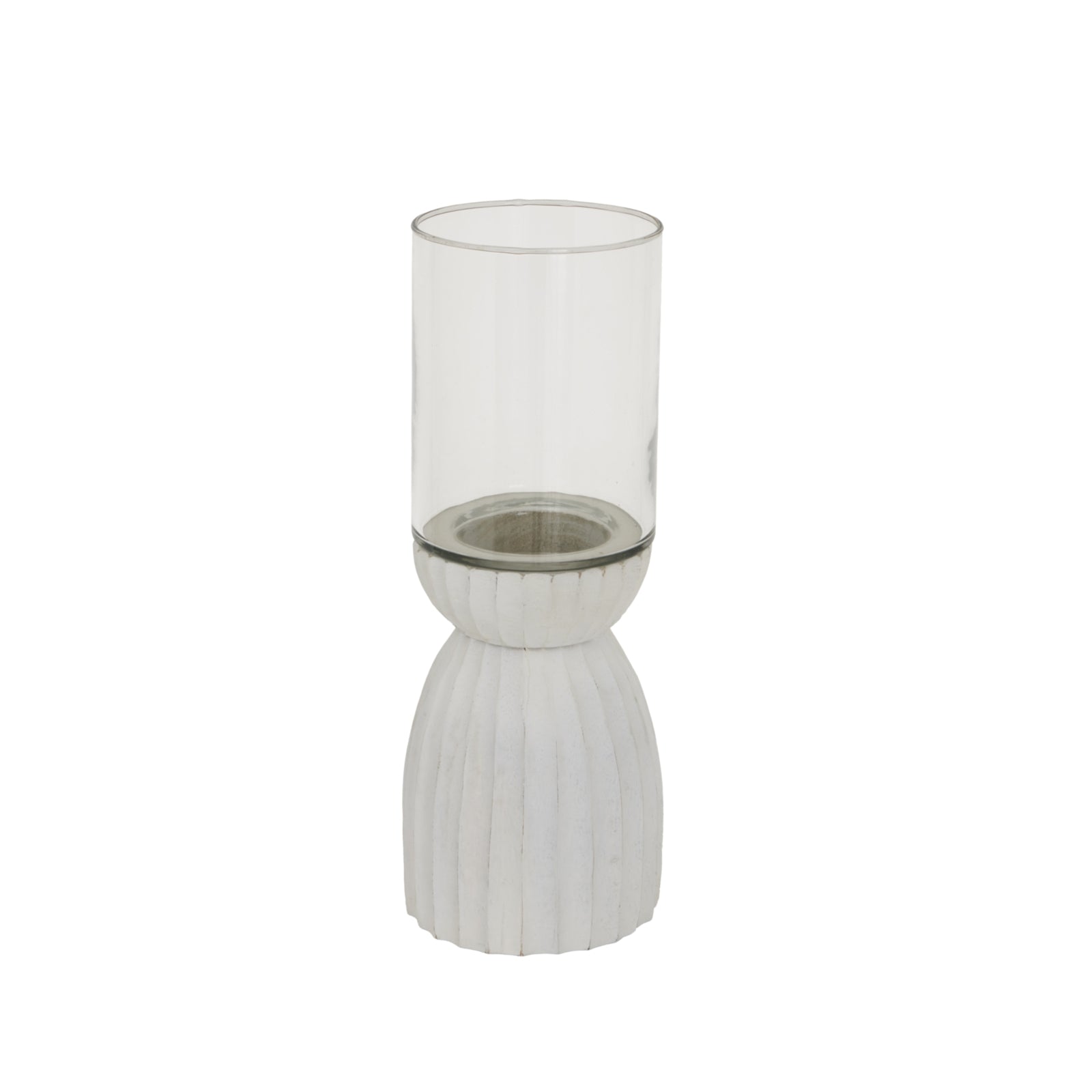 Noctis Large White Carved Hurricane Lantern