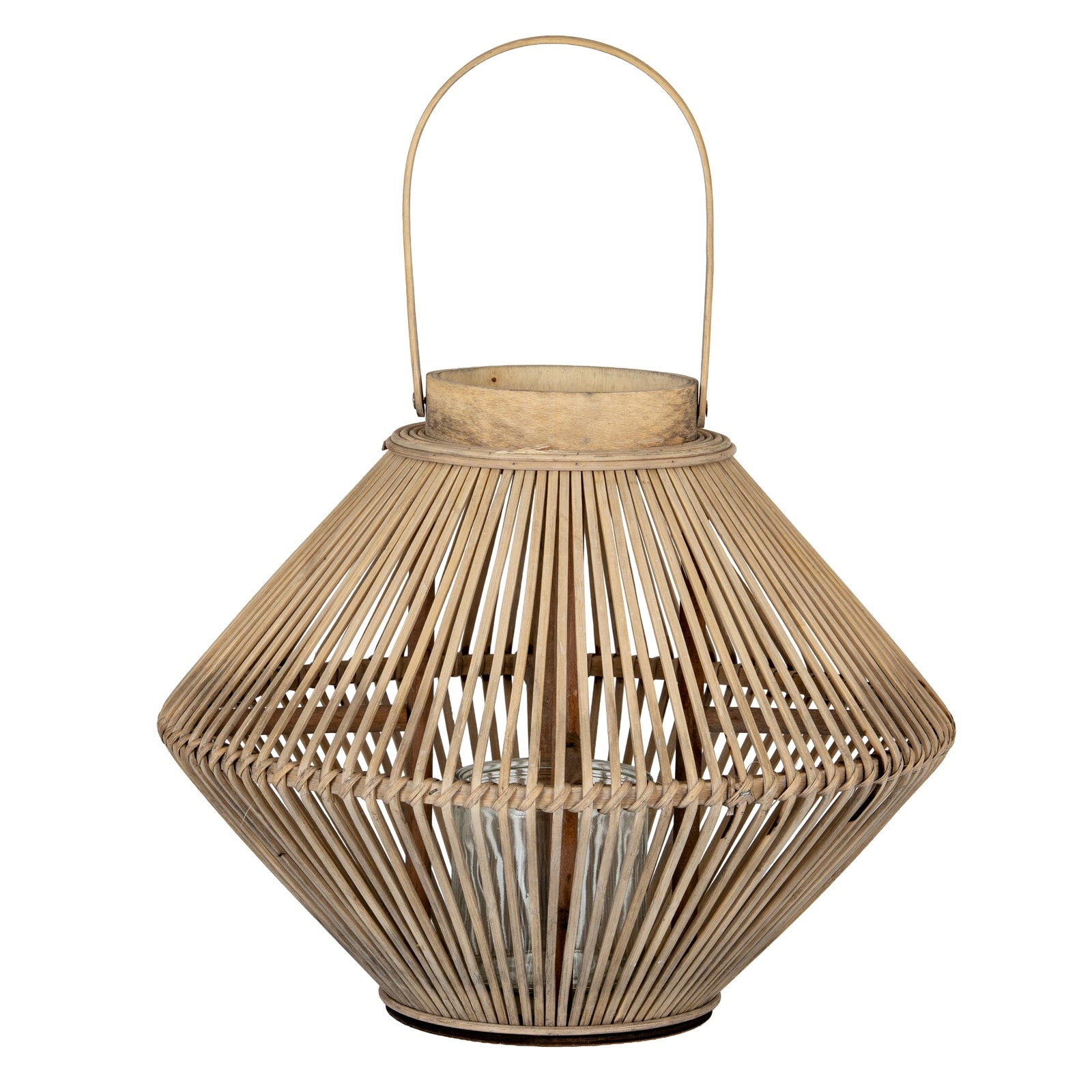 Solis Cone Wicker Lantern With Glass Holder