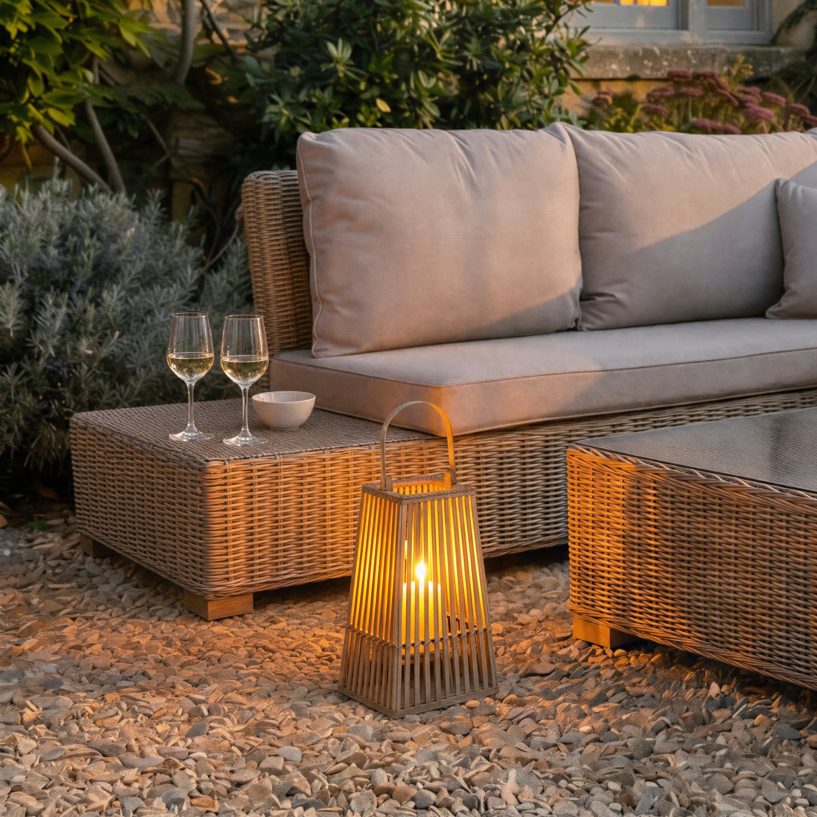 Ember Small Silo Wicker Lantern With Glass Holder