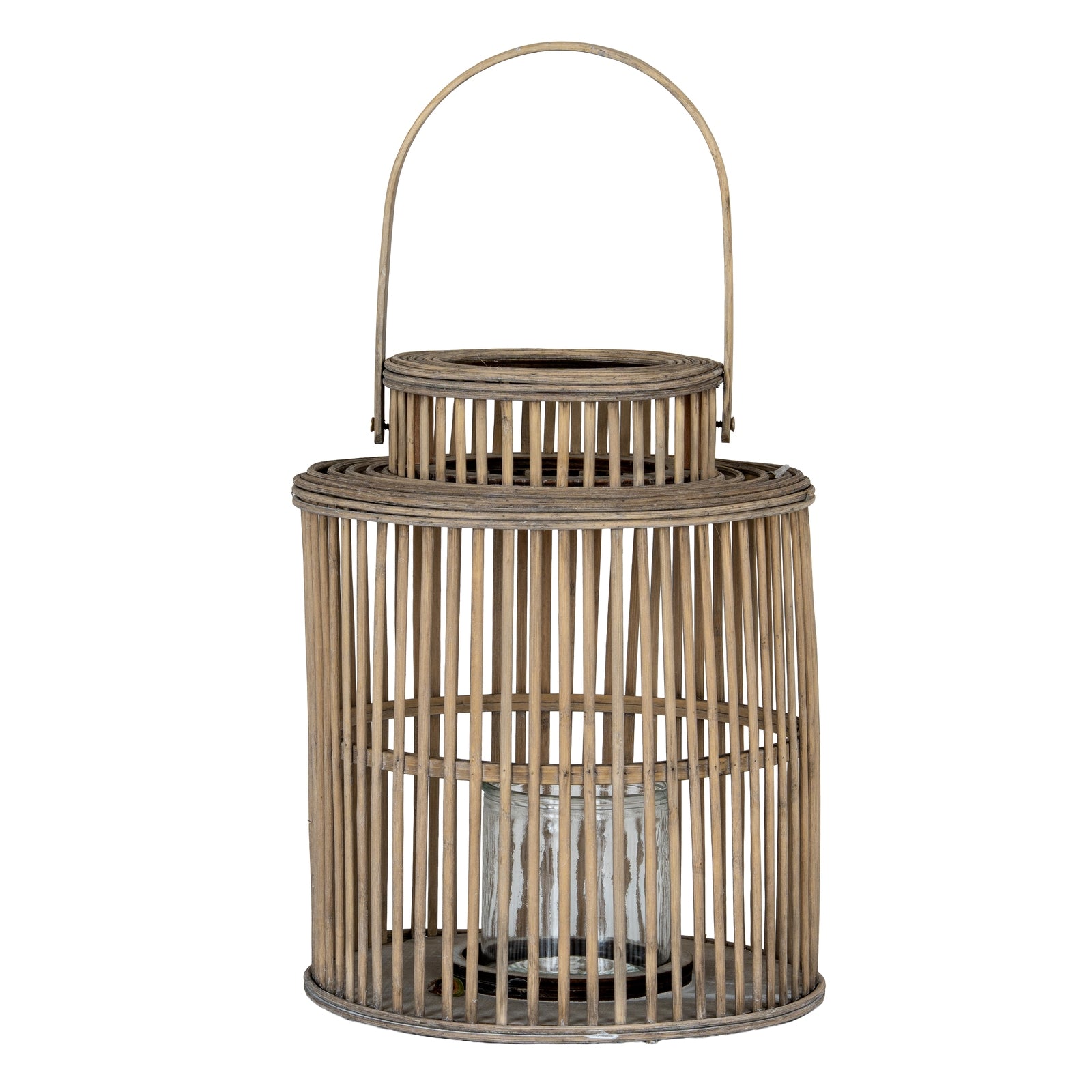 Ember Cylinder Wicker Lantern With Glass Holder