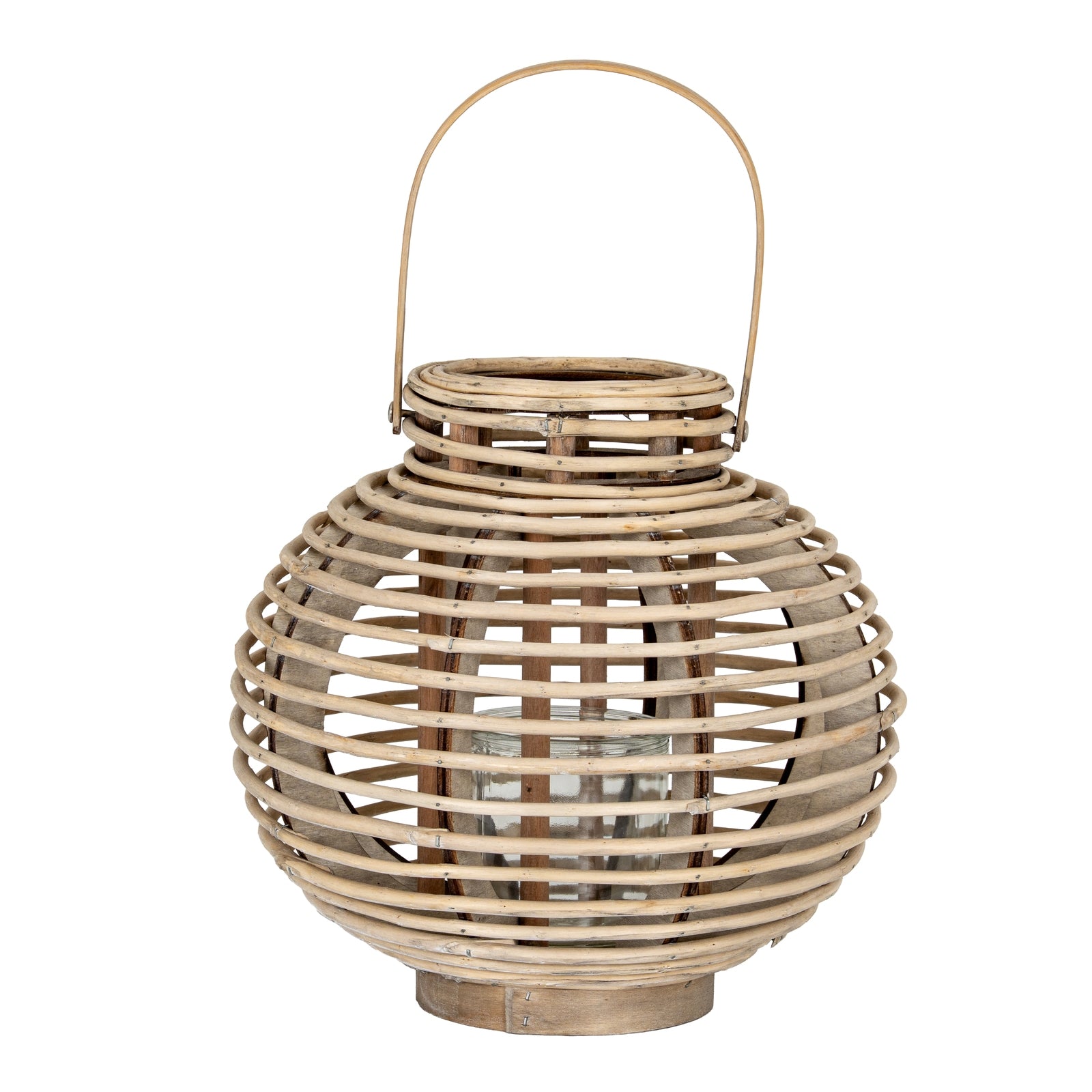Aurora Large Round Willow Lantern With Glass Holder