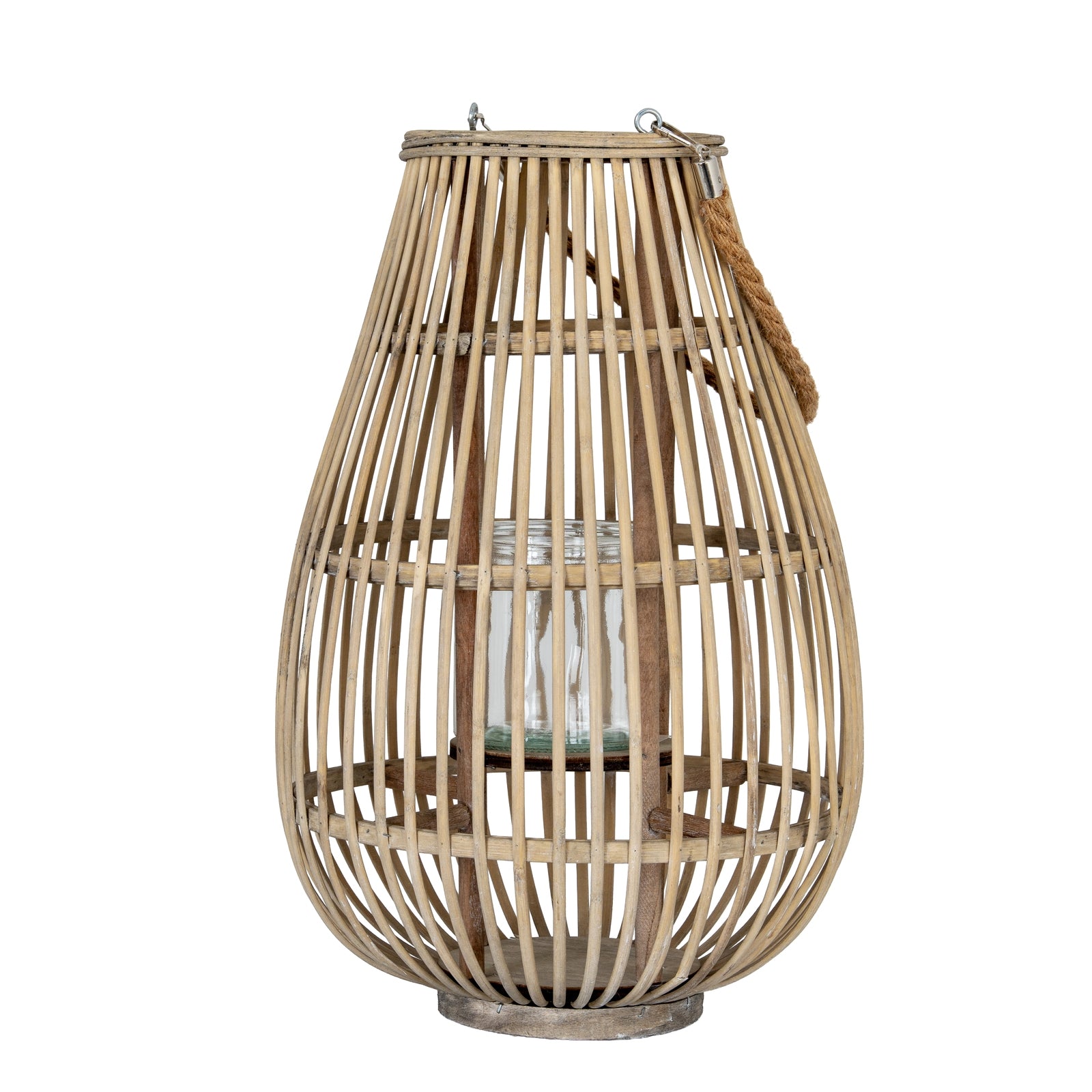 Halo Large Ellipse Wicker Lantern With Glass Holder