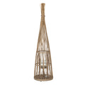 Lumen Large Conical Wicker Lantern With Glass Holder & Led Lights