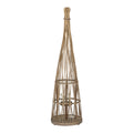 Solis Medium Conical Wicker Lantern With Glass Holder & Led Lights