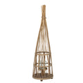 Eclipse Small Conical Wicker Lantern With Glass Holder & Led Lights