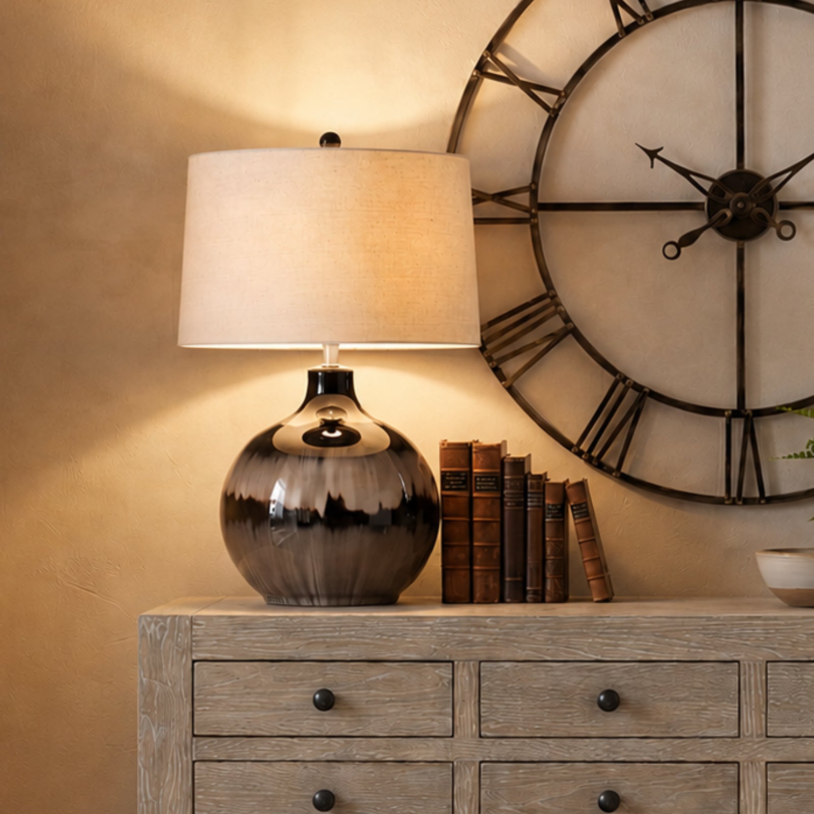 Eclipse Sepia Shadows Table Lamp With Linen Shade
