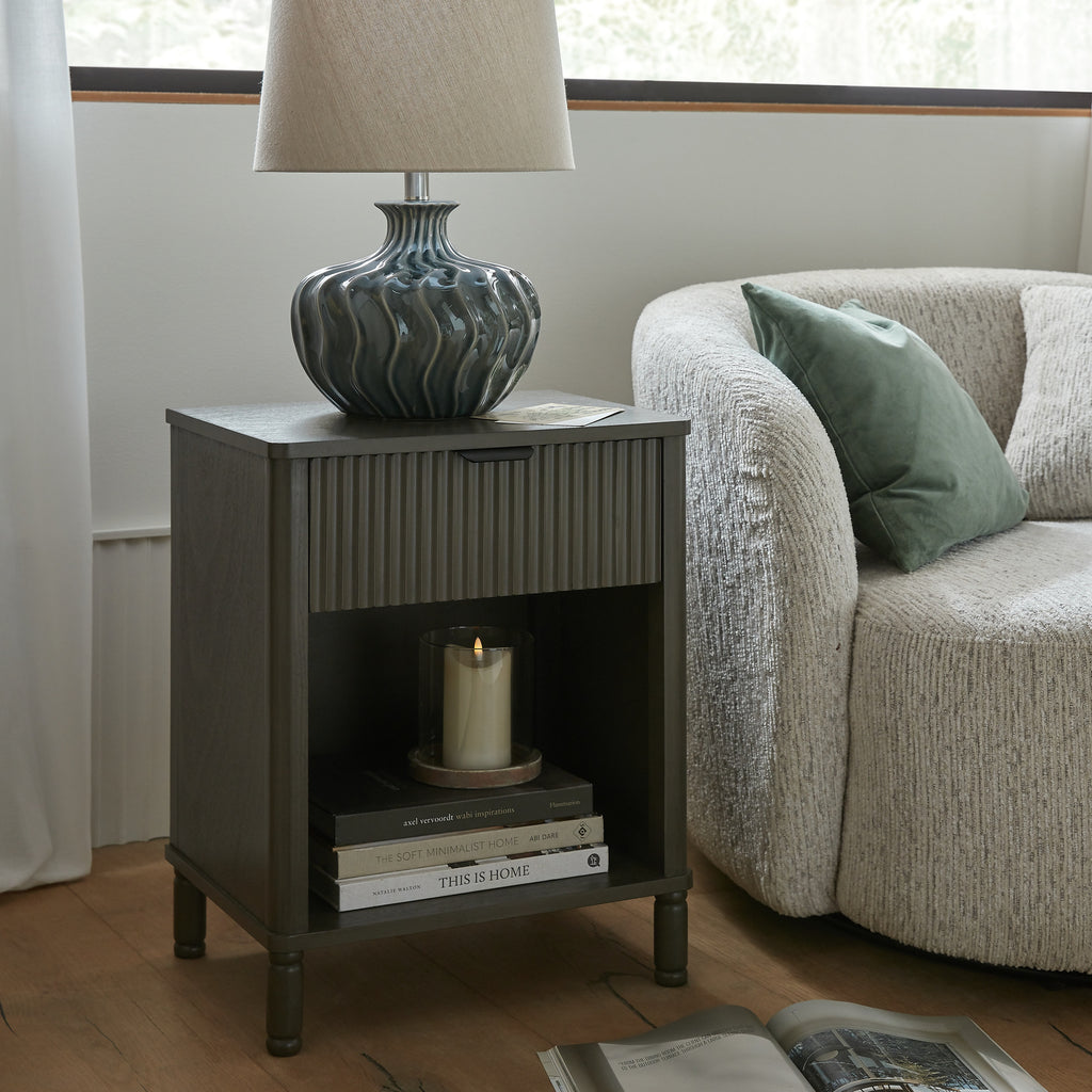 Noctis Veyla Ceramic Table Lamp With Linen Shade 51cm