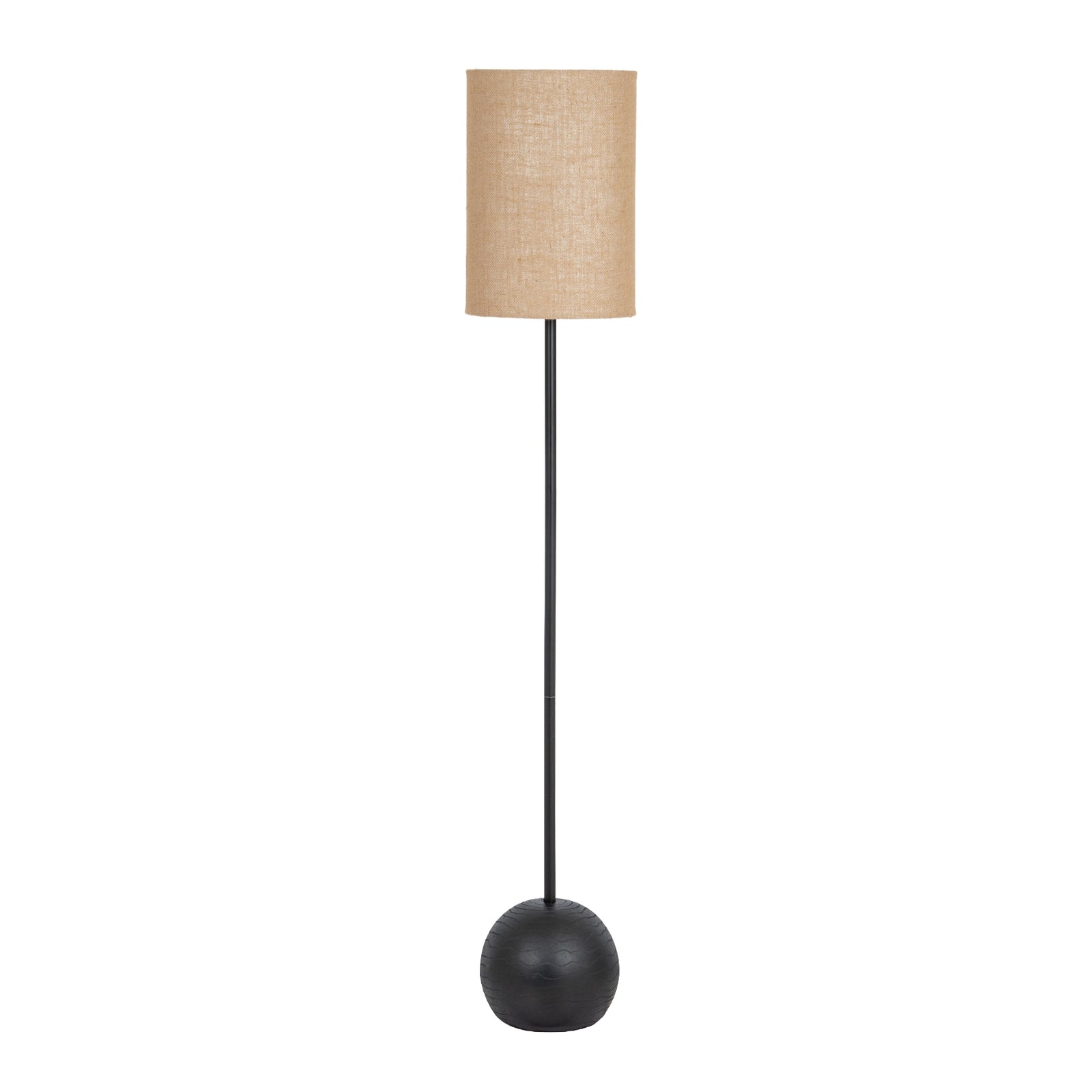 Solis Black Cannon Floor Lamp With Hessian Shade
