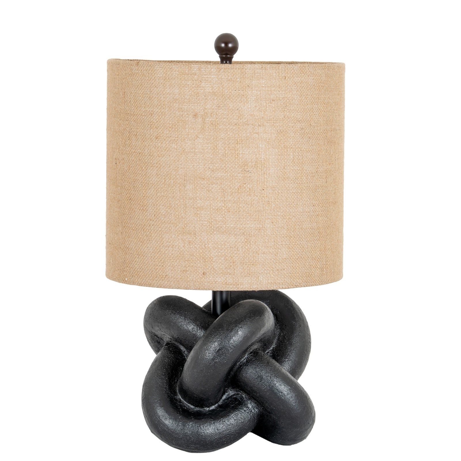 Ember Black Knot Table Lamp With Hessian Shade