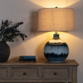 Halo Ocean Shadows Table Lamp With Linen Shade