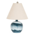 Ember Ocean Shadows Squat  Table Lamp With Linen Shade