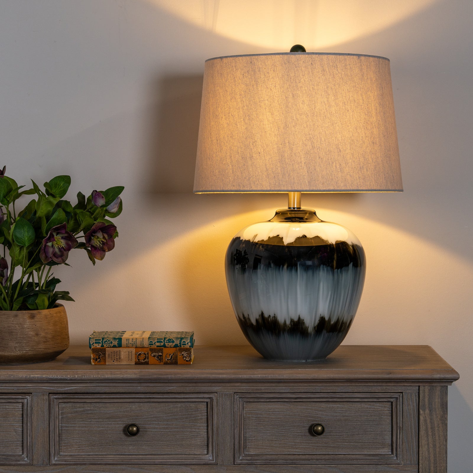 Eclipse Midnight Shadows Table Lamp With Linen Shade