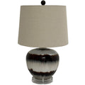 Nova Sepia Shadows Squat Table Lamp With Linen Shade