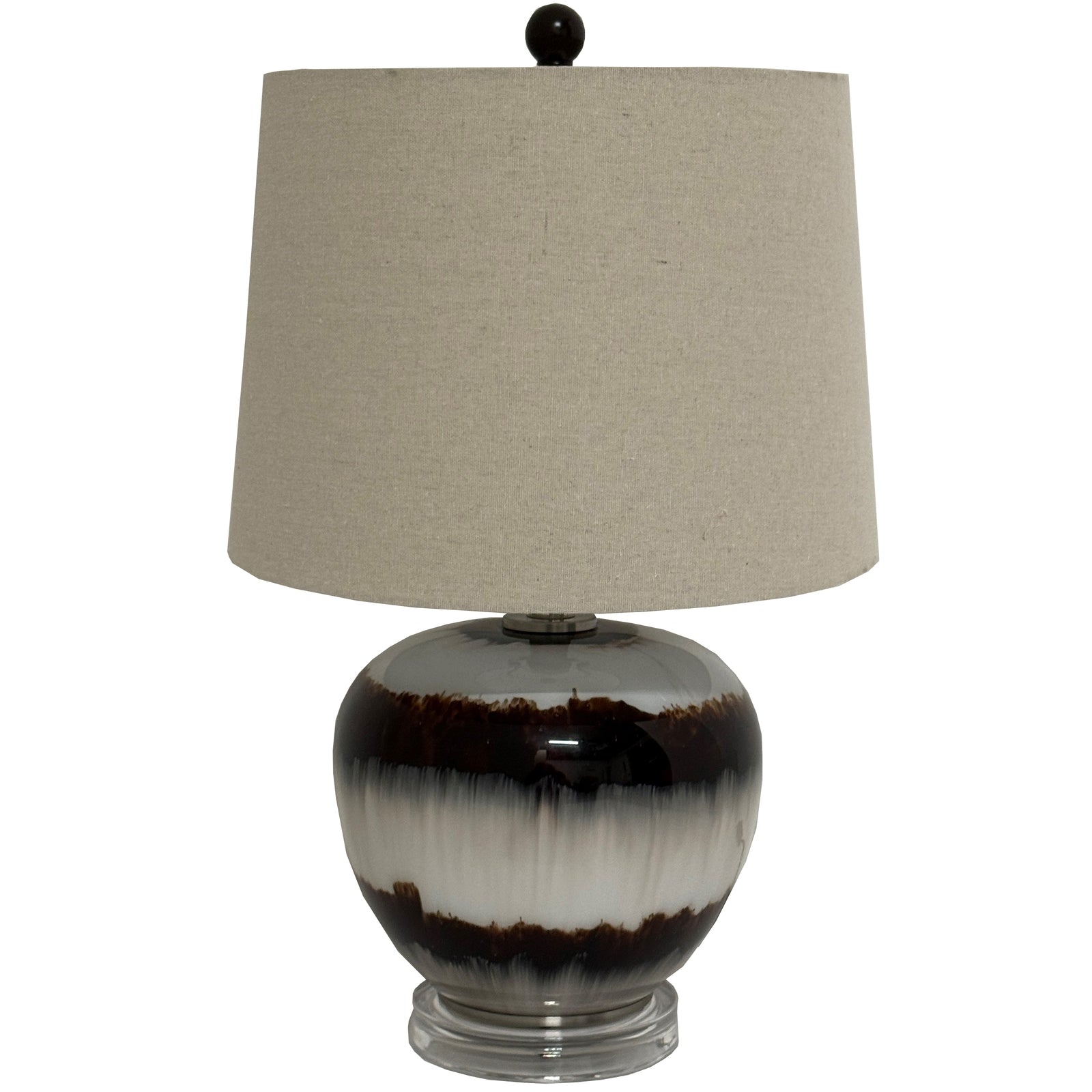 Nova Sepia Shadows Squat Table Lamp With Linen Shade