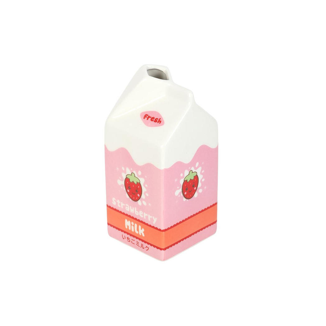 Strawberry Milk Carton Flower Vase 14.5cm