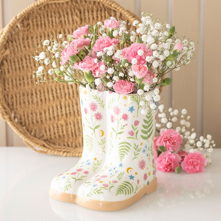 Luna Bloom Floral Print Welly Boot Planter