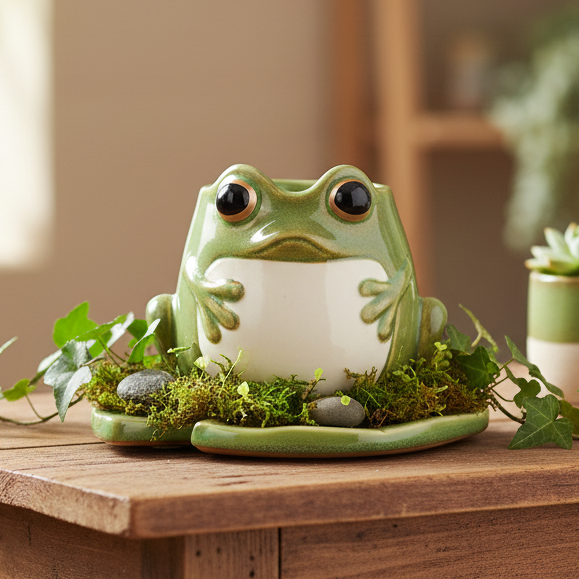 Frog Shaped Oil Burner and Lily Pad Plate