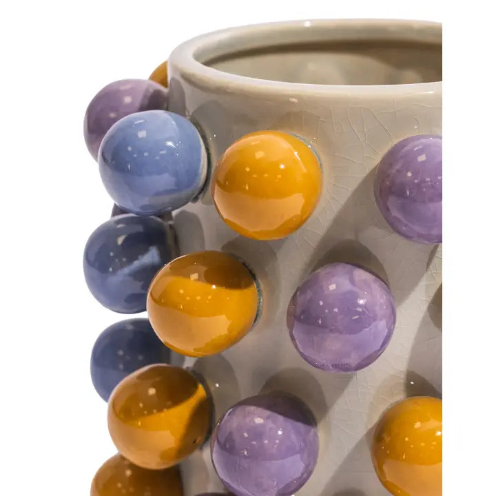 Ceramic Yellow / Blue / Lilac "Pom Pom" Vase 24cm