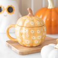Groovy Floral Pumpkin Lidded Mug