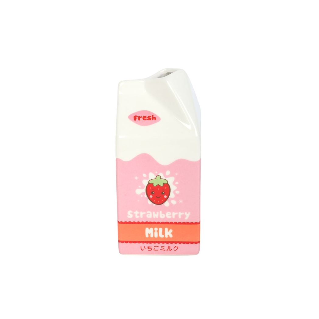 Strawberry Milk Carton Flower Vase 14.5cm