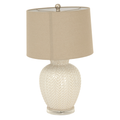 Aurora Twill Weave Ceramic Table Lamp With Linen Shade 58cm